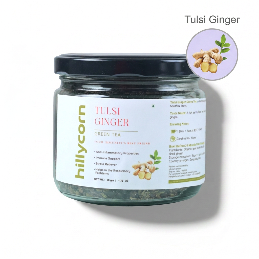 Tulsi Ginger Green Tea | Darjeeling Loose Leaf